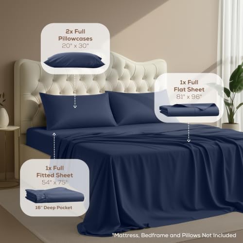 Full Sheets Set, 4 Pieces 16" Deep Pocket Hotel Luxury Bed Sheets - Image 2