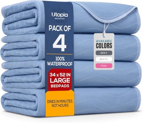 4 Pack Waterproof Reusable Heavy Absorbency Incontinence Bed Pads 34"x52" by UTOPIABEDDING