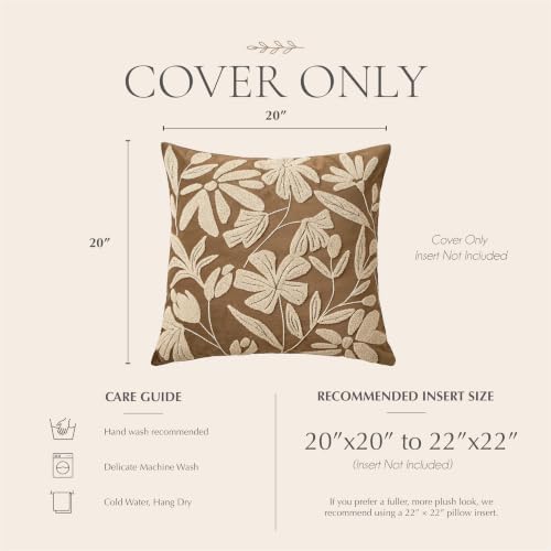 BlissBlush 20x20 Throw Pillow Cover, Square Brown Decorative Cushion Cover - Image 6