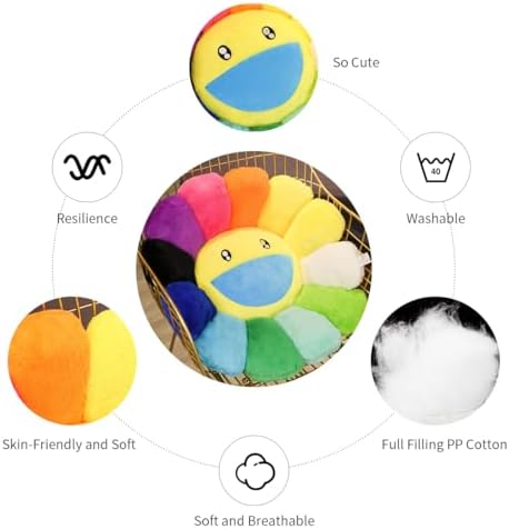 FIONOUT Smile Face Flower Pillow, Decorative Throw Pillows, 15.7 Inch - Image 4