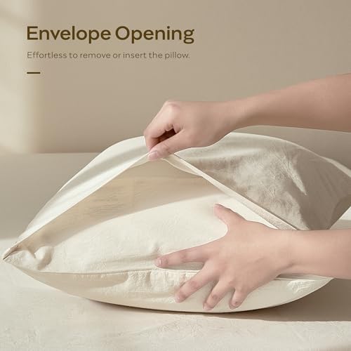 JELLYMONI 100% Washed Cotton Pillowcases, Envelope Closure 2-Pack - Image 5