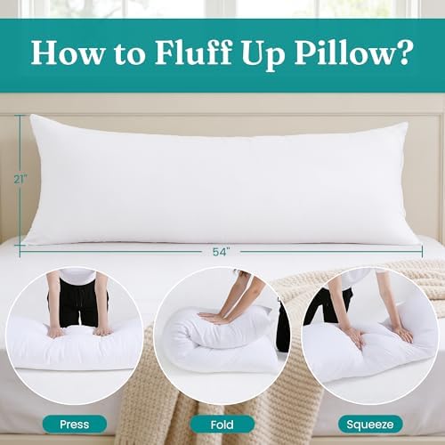 Oubonun Full Body Pillow for Side Sleeper, Adjustable White Long Bed Pillow - Image 4