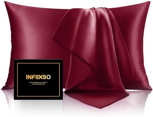 INFIIXSO Silk Pillow Cases 2 Pack, Standard Size, Hidden Zipper by INFIIXSO