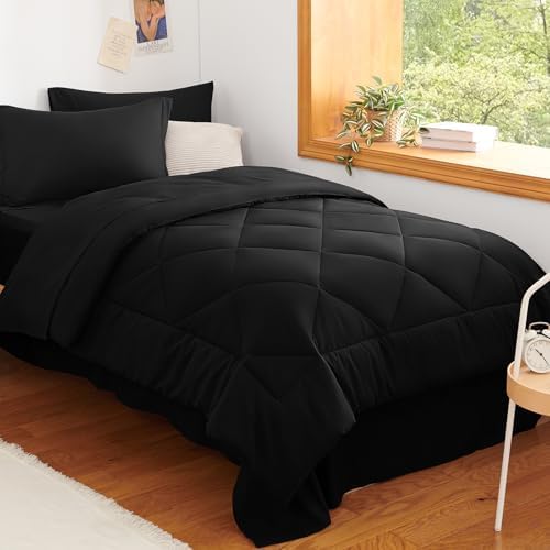CozyLux Twin XL Comforter Set 68"x88" Black by CozyLux