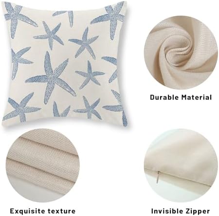 Navy Blue Starfish Pillow Covers 20x20 Set of 2 Coastal Throw Pillows Spring - Image 7