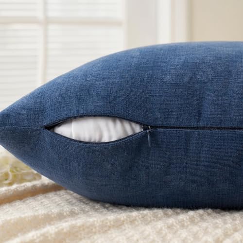 MIULEE Navy Blue Chenille Couch Euro Throw Pillow Covers - Image 6