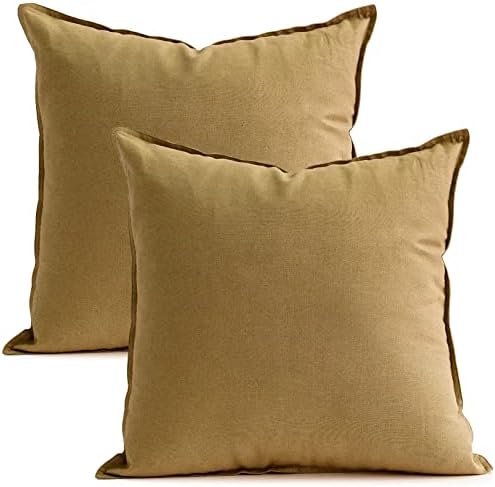 Jeanerlor Set of 2 Decorative 26"x26" Cotton Linen Chair Throw Pillow Case Green - Image 2