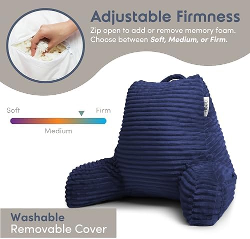Nestl Reading Pillow with Shredded Memory Foam, Luxe Cut Plush Back Pillow - Image 4