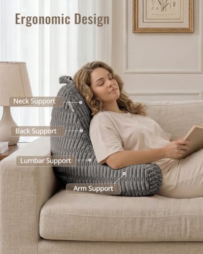 Blissful Diary Reading Pillow for Bed, Back Pillow Sitting Up, Dark Gray - Image 2