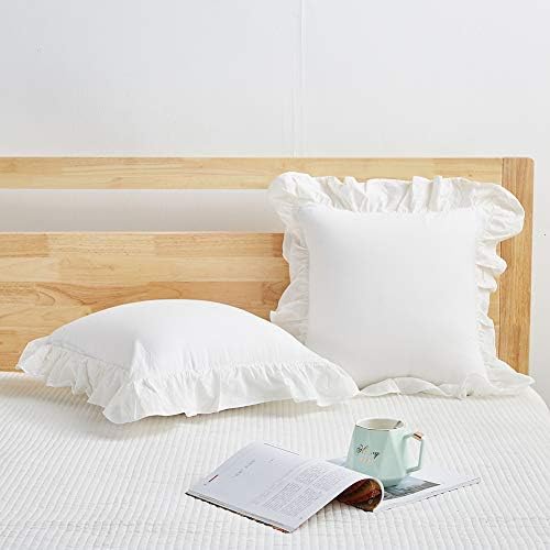 Mywinlle Vintage Off White Ruffle Euro Shams 26"x26" Set of 2 - Image 3
