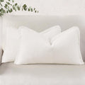 decorUhome Linen Fringe Cream White Throw Pillow Covers 12x20 Set of 2 by decorUhome