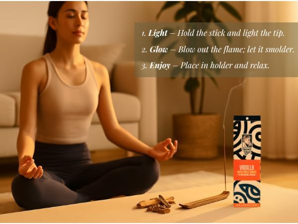 Vanilla with Palo Santo Incense Sticks (14 Mystical Sticks) Relaxation –Comforting, Purifying & Handcrafted Natural Aroma