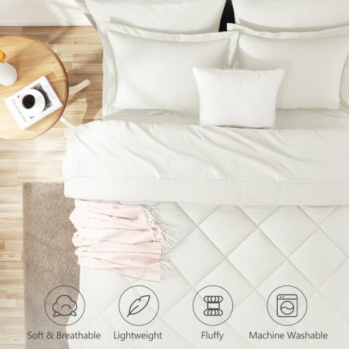 CozyLux Queen Comforter Set 88"x88" Ivory - Image 2