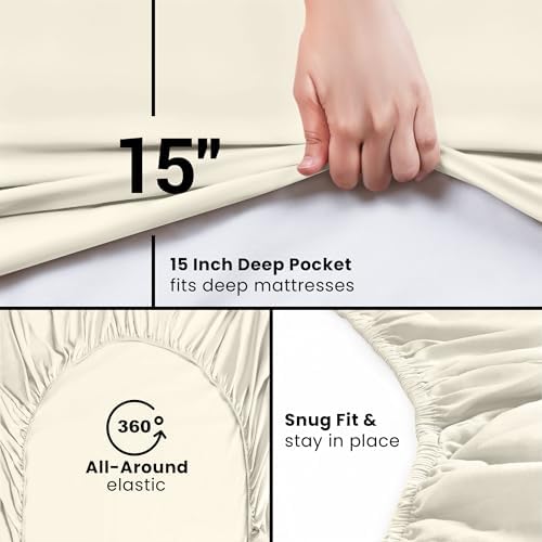 Queen Fitted Sheet, Ultra Soft Fits Up to 15 Inch Deep Pocket - Image 3