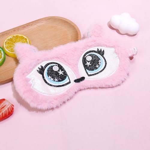 PERFECTSIGHT Sleep Eye Masks, Cute Plush Sleep Eye Cover Lightweight Adjustable - Image 4