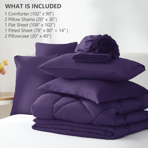 CozyLux King Comforter Set 102"x90" Purple - Image 6