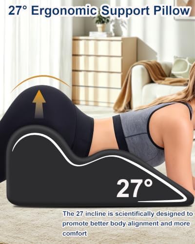 Ergonomic Memory Foam Wedge Pillow, 27° Bed Wedge Support - Image 3