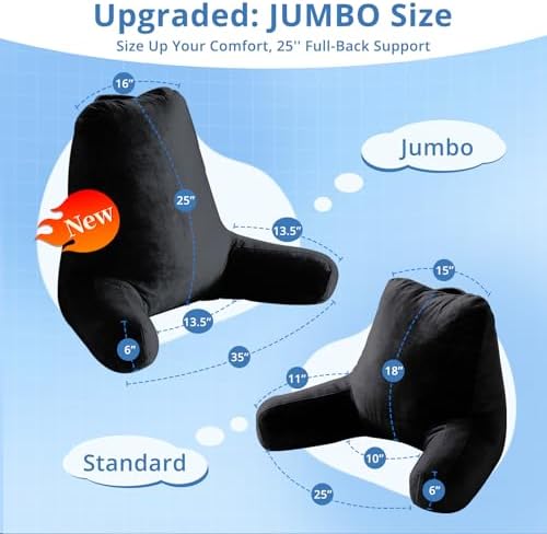 Sasttie Reading Pillow for Bed, Back Pillow for Sitting Up - Image 2