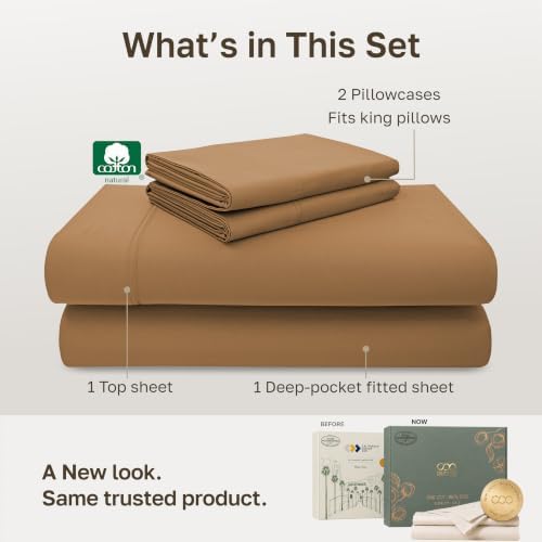 California Design Den 600 Thread Count Cal King Bed Sheets, Honey Caramel - Image 3