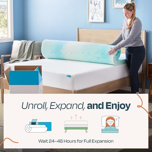 Linenspa 3 Inch Swirl Gel Memory Foam Mattress Topper, Twin XL Size – Cooling - Image 5