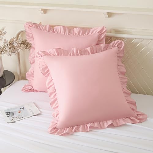 KKJIAF 2 Pack Ruffle Pillow Cases 26x26 Inches, Light Pink by KKJIAF