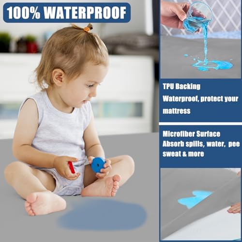 Waterproof Mattress Protector King Size, Breathable Mattress Cover, Fitted Deep - Image 2