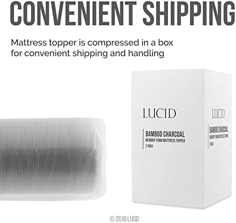 Lucid 2 Inch Bamboo Charcoal Infused Memory Foam Mattress Topper - Image 6