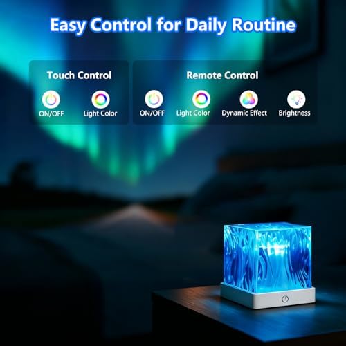HUMIIEYE Northern Lights Projector, Cube Aurora Galaxy Projector with Remote, 16 Color Mood Lighting Dimmable Ocean Light, Memory Function, Trendy Cute Stuff for Teen Girls Gifts Bedroom Room - Image 4