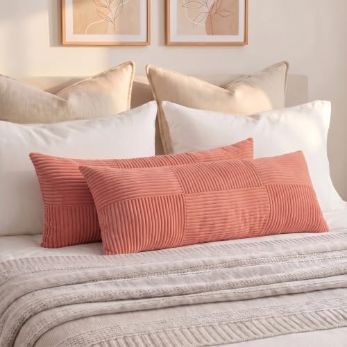 Fancy Homi Set of 2 Coral Boho Long Lumbar Body Decorative Throw Pillow Cover - Image 7