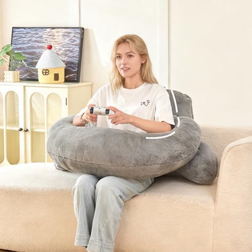 17" Reading Pillow for Bed, U Shaped Arm & Elbow Support by PAJEO