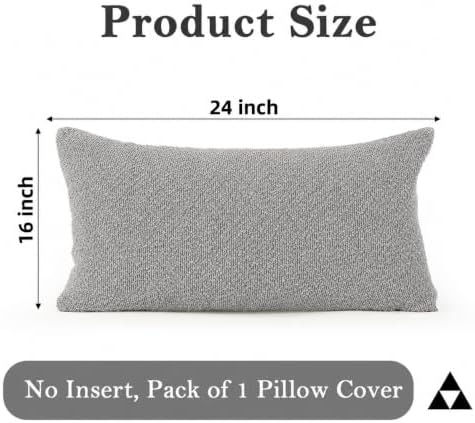 JoraLion 16x24 inch Boucle Lumbar Pillow Cover, Light Gray Woven Texture - Image 4
