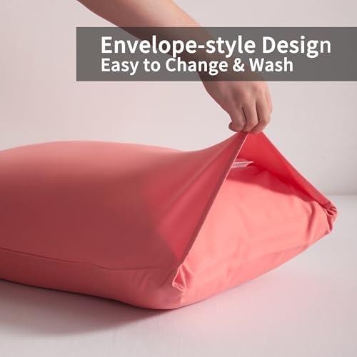 Queen Pillow Cases, 2 Pack, 20x30 in, Microfiber, Coral Pink - Image 4