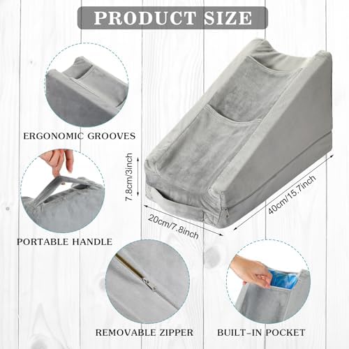 Buryeah Gray Arm Elevation Pillow 2 Pocket, Plush Material - Image 2