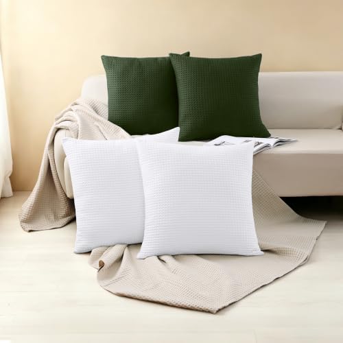100% Cotton Waffle Weave Throw Pillow Covers Set of 2 - Image 2
