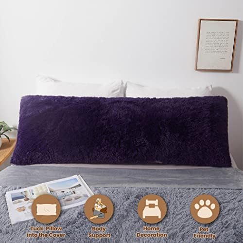 MEGO Luxury Fluffy Faux Fur Body Pillow Cover 20"x54" - Image 2