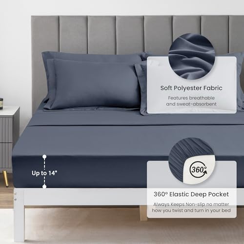 Love's cabin King Size Comforter Set Navy Blue, 7 Pieces King Bed in a Bag - Image 4