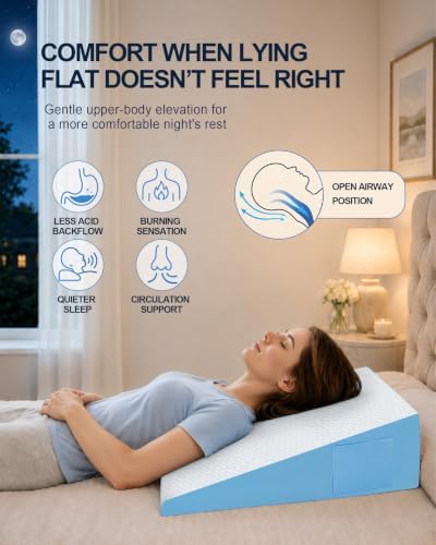 Wedge Pillow for Sleeping, 7.5" Memory Foam Bed Wedge Pillow - Image 5