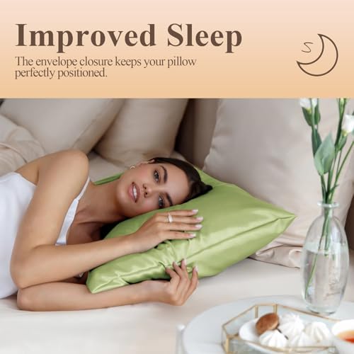 Silk Like Satin Pillowcase King Size, Sage Green, 2 Pack, 20x36 Inches - Image 5