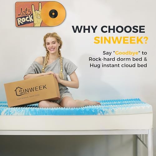 SINWEEK 2 Inch Egg Crate Memory Foam Mattress Topper Twin XL, Twin Extra Long - Image 5