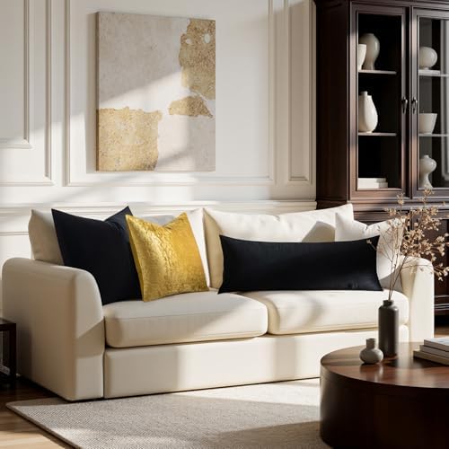 MIULEE 14x36 Inch Lumbar Long Velvet Throw Pillow Cover Set of 1 Black - Image 2