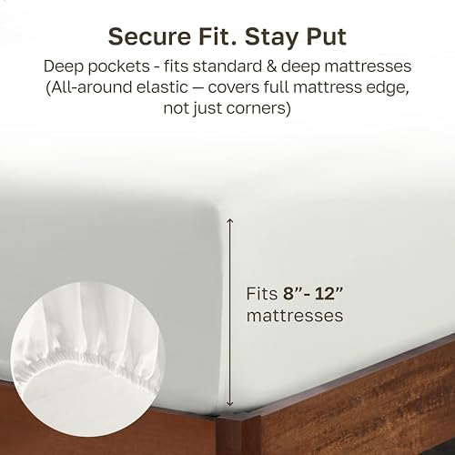 Soft Natural 100% Cotton Sateen Extra Long Twin Fitted Sheets - Image 4