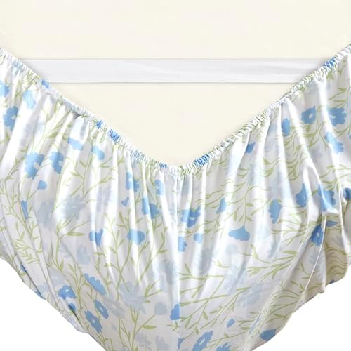 Elegant Comfort 6-Piece Sheet Set Deep Pocket Floral, Laurel Blue - Image 4