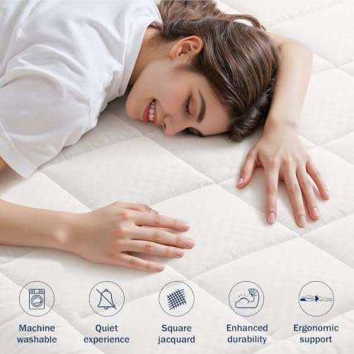 OLANLY Queen Quilted Fitted Mattress Pad, Down Alternative Fill, Off White - Image 2