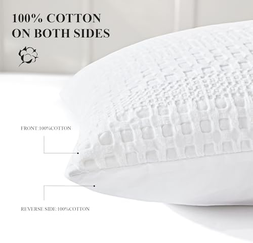 100% Coton Waffle Pillow Shams Standard Size Set of 2, Soft Aesthetic Pillow - Image 2