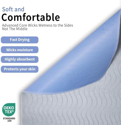 Accompagner Incontinence Bed Pads Washable Waterproof, Ultra-Absorbent Reusable - Image 2