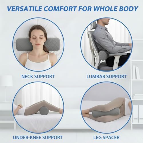 4.7" Small Neck Roll Memory Foam Pillow Cylinder, Detachable Cover - Image 3
