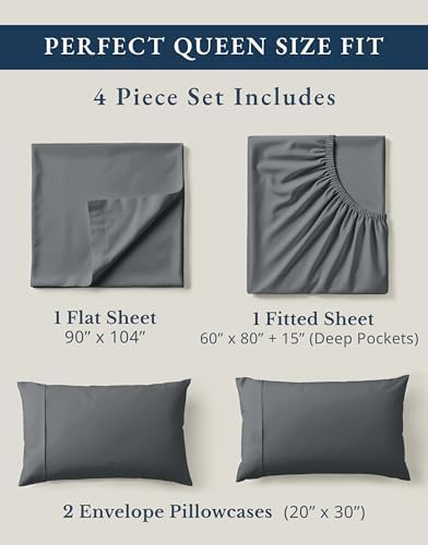 LANE LINEN Queen Bed Sheet Set 100% Organic Cotton Cooling Soft - Image 4