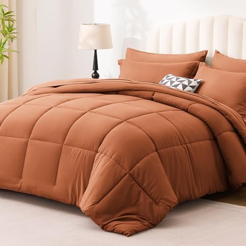 Love's cabin Full Comforter Set Burnt Orange, 7 Pieces Full Bed in a Bag - Image 2
