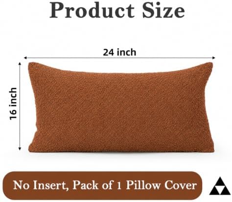 JoraLion 16x24 inch Boucle Lumbar Pillow Cover, Rust Woven Texture Neutral Long - Image 4