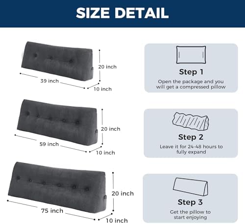 IASEAHK Headboard Pillow Queen, Wedge Pillow Headboard - Image 2